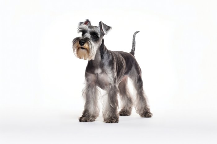 Papier peint  Chiot schnauzer sur fond blanc