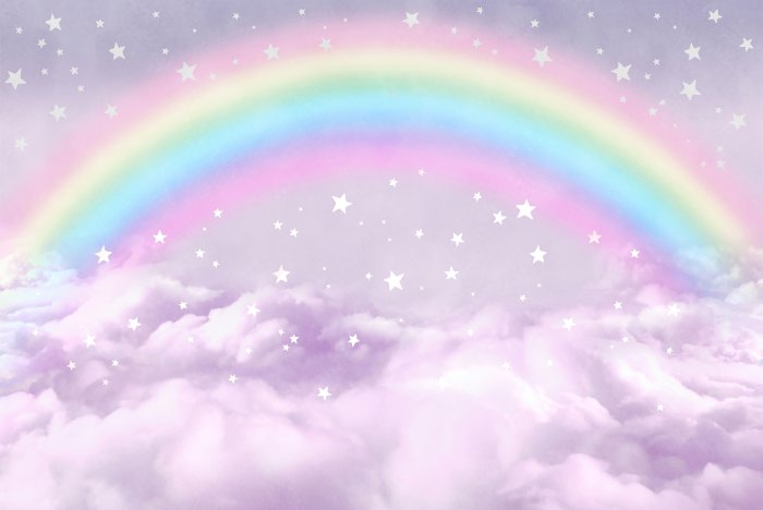 Papier peint  Arc-en-ciel coloré dans les nuages roses