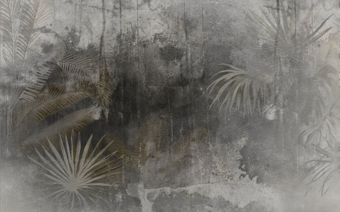 Papier peint  Plantes tropicales délicates sur béton