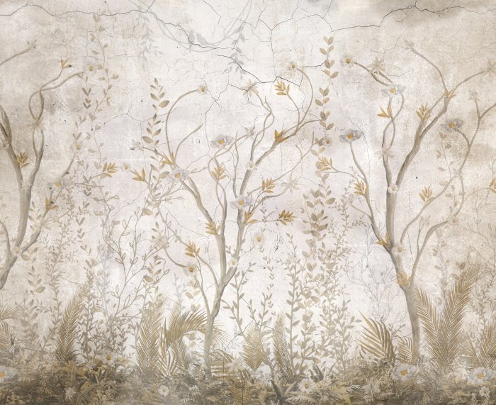 Papier peint  Paysage pittoresque de plantes et de fleurs