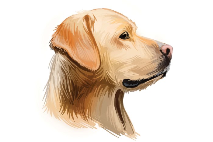 Papier peint  Illustration de chien Golden Retriever sur fond blanc