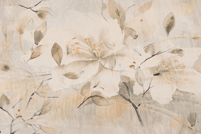Papier peint  Fleur abstraite en couleurs beige