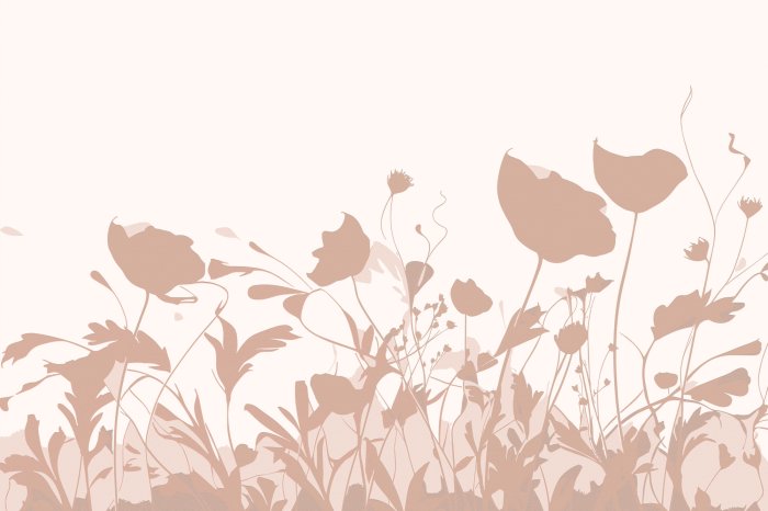 Papier peint  Prairie beige peinte avec des fleurs sauvages