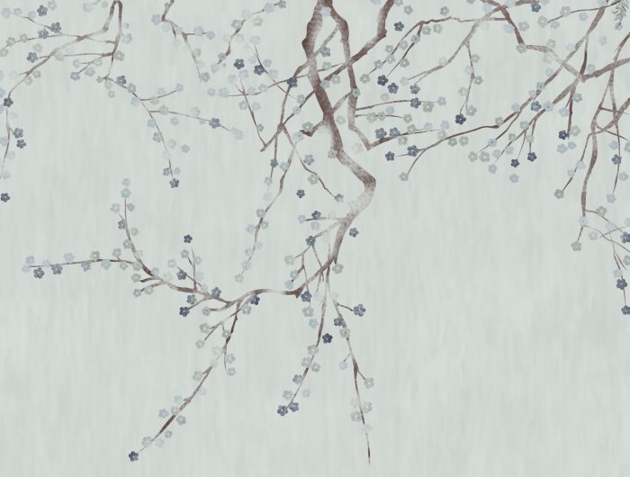 Papier peint  Branches délicates avec des fleurs de cerisier