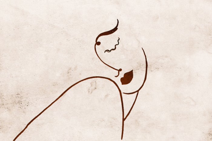 Papier peint  Dessin d'un visage féminin sur le béton