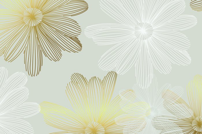 Papier peint  Croquis blanc et doré de marguerites