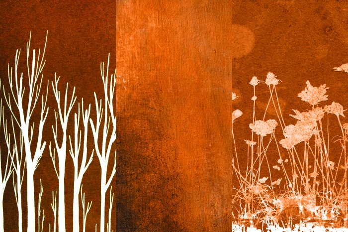 Papier peint  Branches d'arbres en imitation avec des herbes