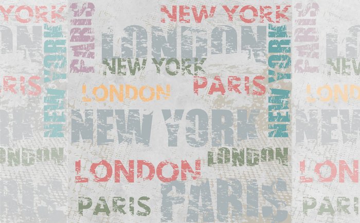 Papier peint  Inscriptions Londres Paris et New York