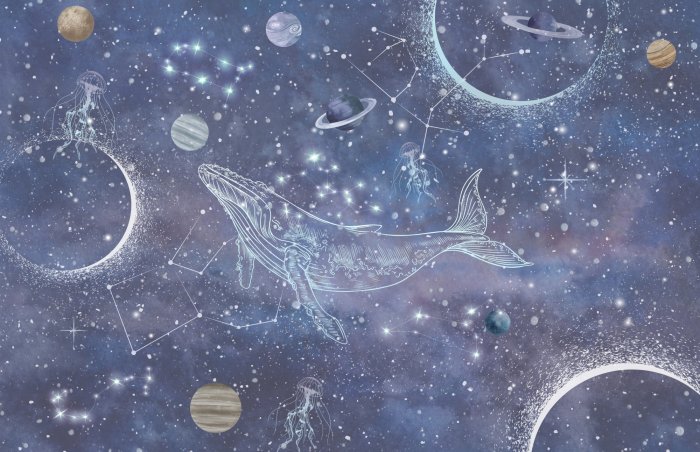 Papier peint  Baleine dans l’espace abstrait