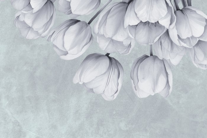 Papier peint  Tulipes suspendues sur un mur en béton