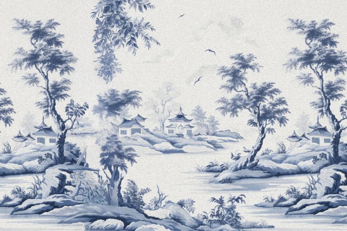 Papier peint  Village japonais parmi les arbres