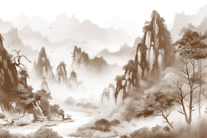 Papier peint  Paysage de montagne avec un lac et des montagnes en arrière-plan