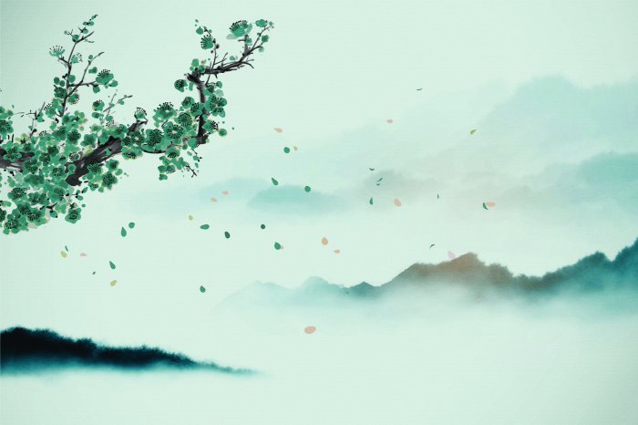 Papier peint  Aquarelle d'un jardin japonais