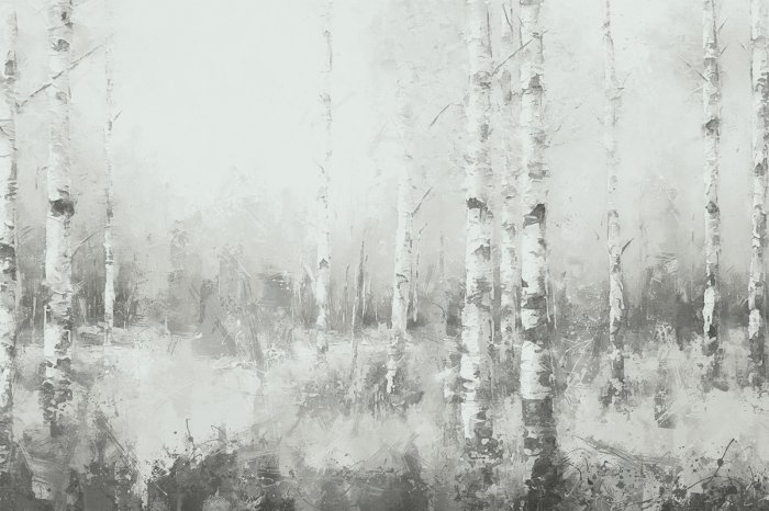 Papier peint  Paysage de forêt de bouleaux à l'aquarelle