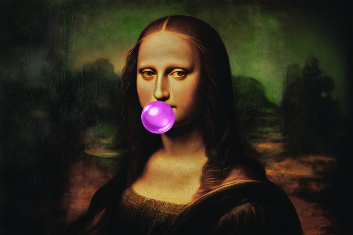 Papier peint  Mona Lisa avec chewing-gum