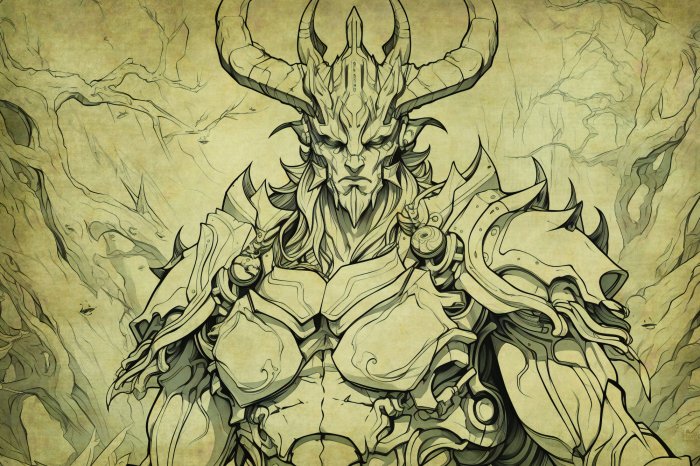 Papier peint  Dessin d'un démon avec un crâne et des ailes