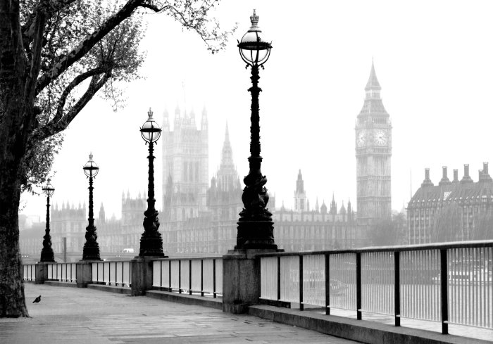 Papier peint  Londres en noir et blanc avec Big Ben