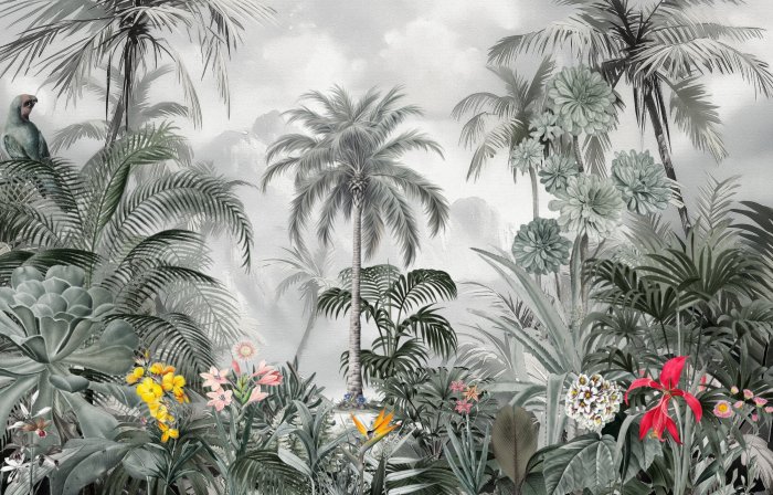 Papier peint  Palmiers et plantes exotiques dans la jungle tropicale