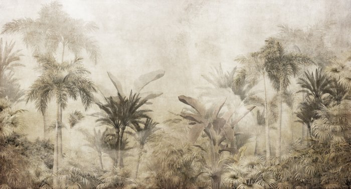 Papier peint  Plantes de la jungle tropicale sur fond texturé