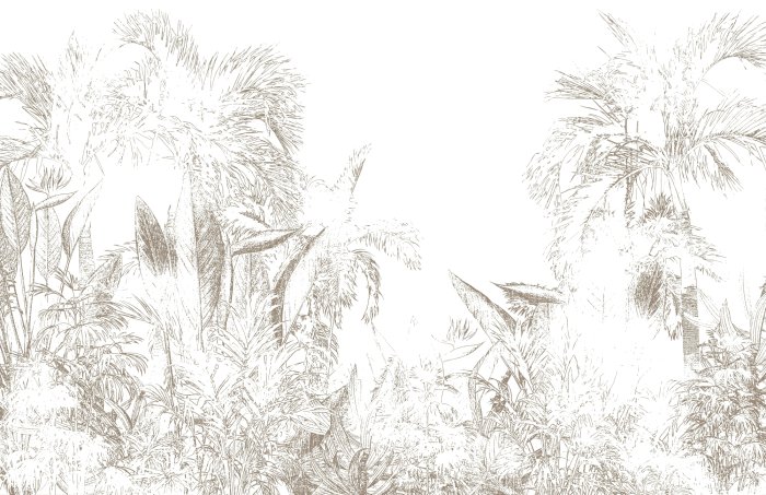 Papier peint  Arbres verts palmiers et bananiers dans le paysage