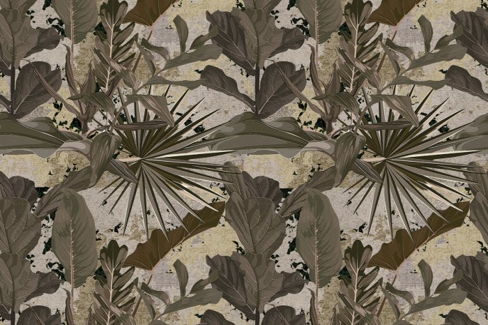 Papier peint  Plantes tropicales vertes sur fond en béton
