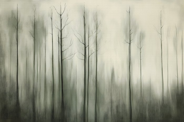 Papier peint  Bosquet de bouleaux dans une composition pittoresque