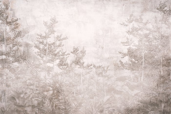 Papier peint  Arbres et feuilles tropicaux en style monochrome