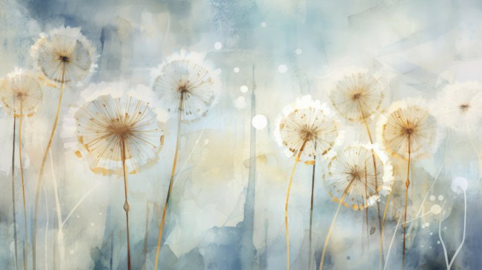 Papier peint  Fleurs des champs en style abstrait sur fond aquarelle motif artistique