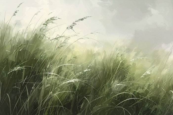 Papier peint  Paysage naturel, champ d’herbe verte, vue paisible de la nature