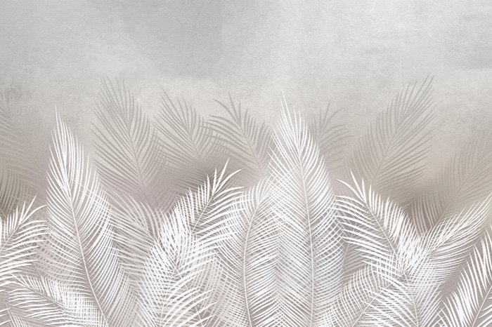 Papier peint  Feuilles de palmier motif botanique sur texture béton