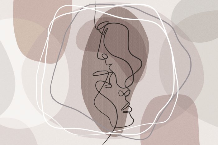 Papier peint  Amour abstrait composition linéaire