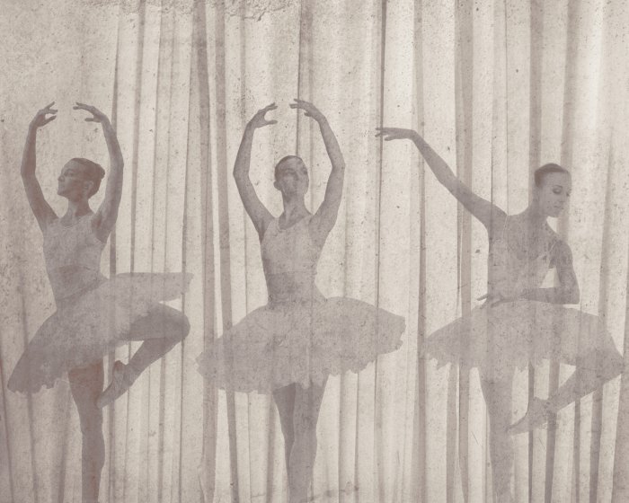 Papier peint  Ballerines dansant sur un fond texturé