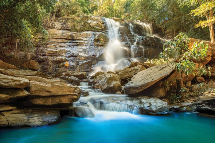 Papier peint  Ruisseau avec cascade dans la forêt