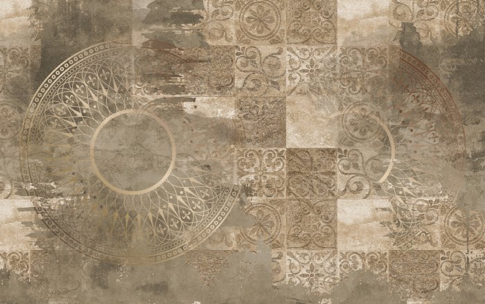 Papier peint  Motif élégant d’ornements sur fond en béton de style vintage