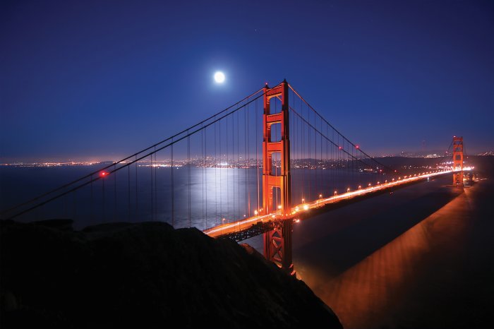 Papier peint  Paysage nocturne du pont Golden Gate