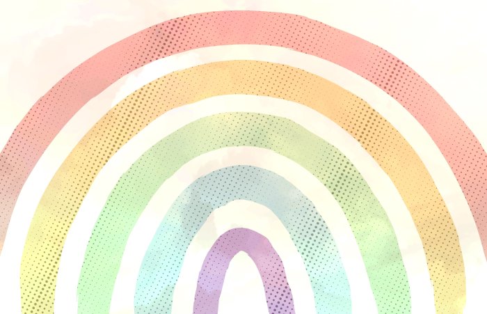 Papier peint  Arc-en-ciel en couleurs pastel avec des pois