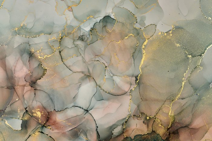 Papier peint  Fond marbré en style aquarelle avec ornements dorés