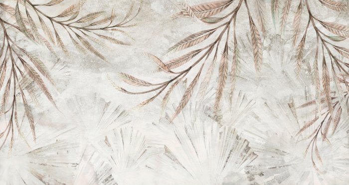 Papier peint  Grandes feuilles tropicales sur béton motif botanique décoratif