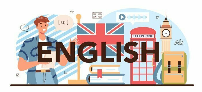 Papier peint  Illustration avec symboles londoniens pour apprendre l'anglais