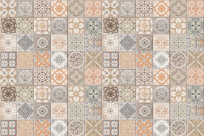 Papier peint  Motif fantaisie inspiré de la mosaïque en céramique