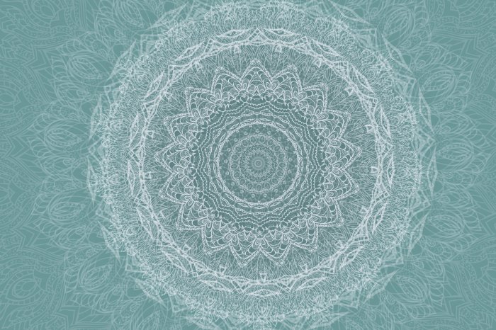 Papier peint  Croquis blanc de mandala dans un décor bleu