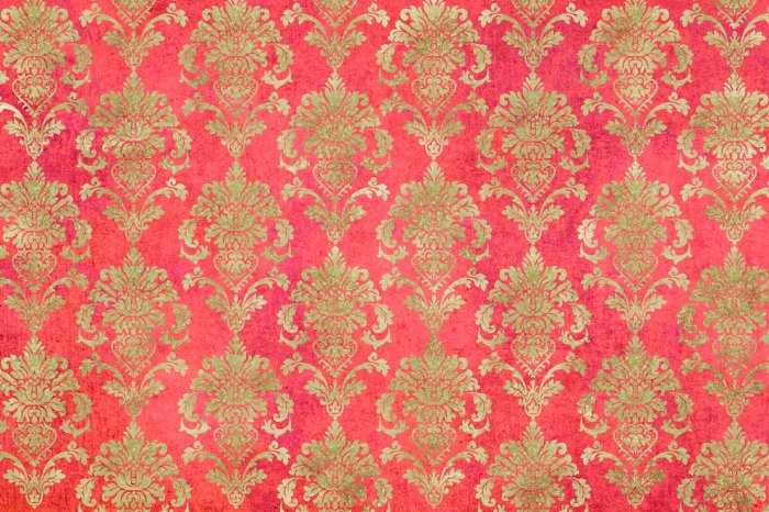 Papier peint  Motif baroque sur fond rouge