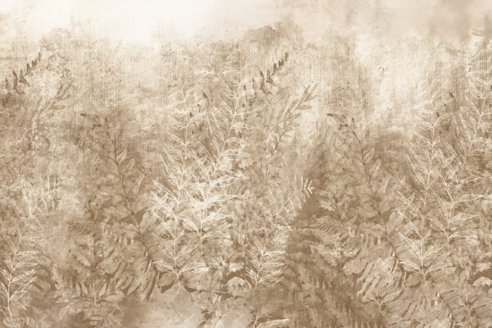 Papier peint  Feuilles brunes délicates sur un fond clair