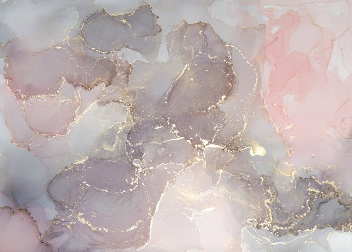 Papier peint  Marbre rose et violet avec éléments dorés motif décoratif