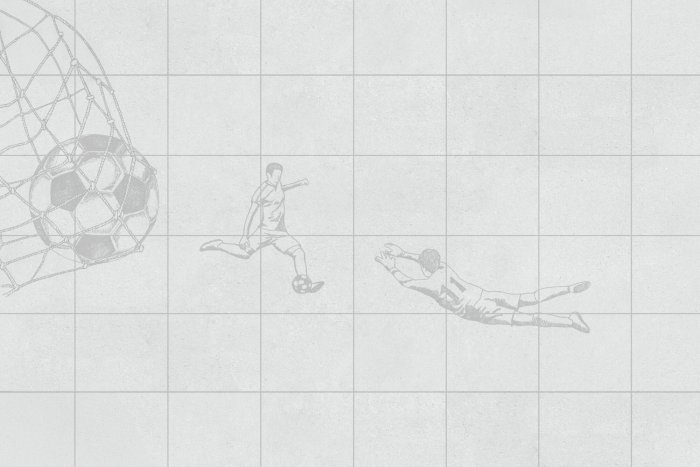 Papier peint  Ballon de football dans le filet et joueurs sur fond texturé