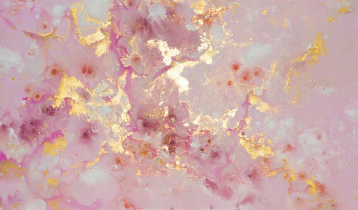 Papier peint  Texture marbre rose abstraite avec ornements dorés