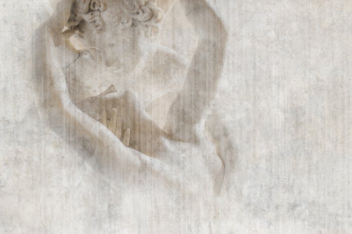 Papier peint  Baiser sculpture abstraite romantique avec effet béton