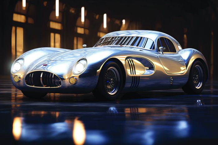 Papier peint  Véhicule ancien sous les projecteurs