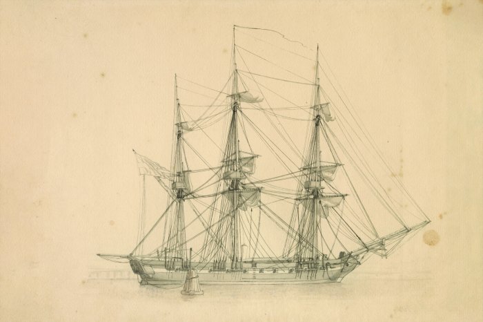 Papier peint  Croquis d'un voilier sur une texture