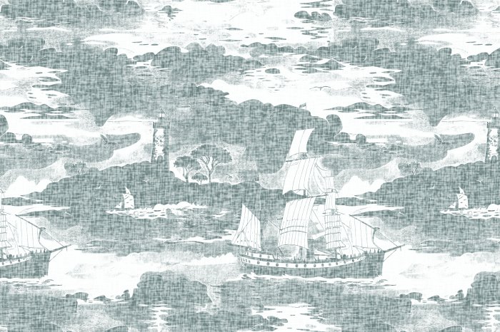 Papier peint  Voiliers avec un phare sur un fond abstrait